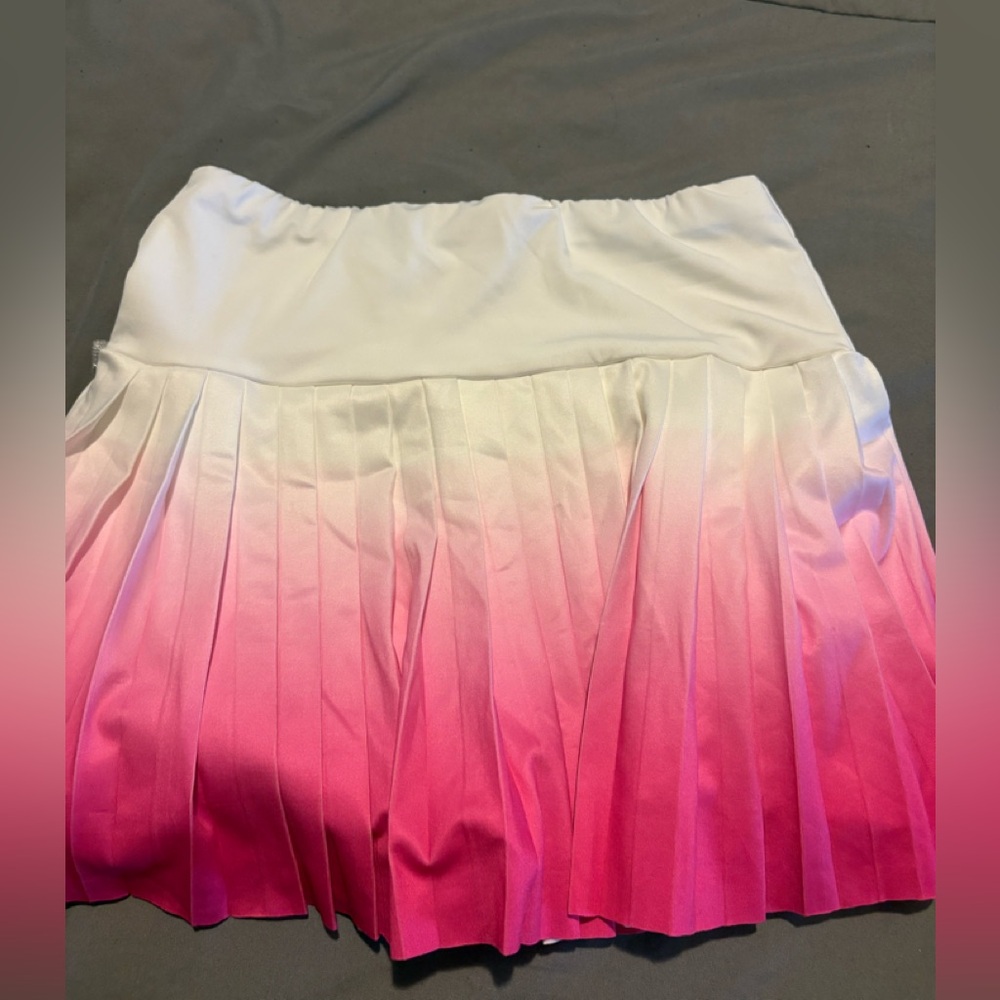 SHEIN Pink Ombre Pleated Midi Skirt